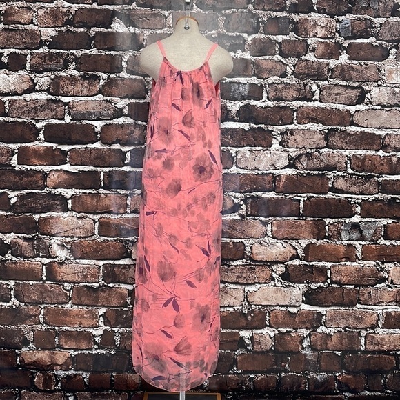 ALOHA Hawaiian Dress Sleeveless Slip Floral Pink Purple Silk Italy Medium Hawaii - Picture 10 of 14